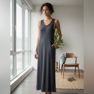 James Perse Charcoal Grey Ribbed Tank Maxi Dress - Size 1 (S)